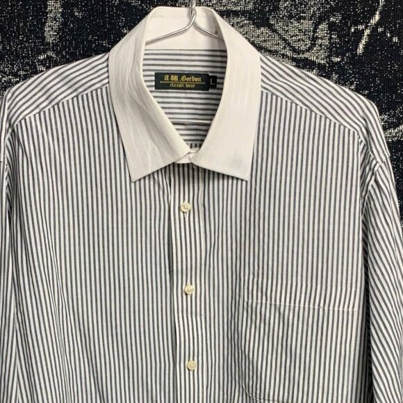 Classic Black & White Striped Dress Shirt - Picture 4 of 4